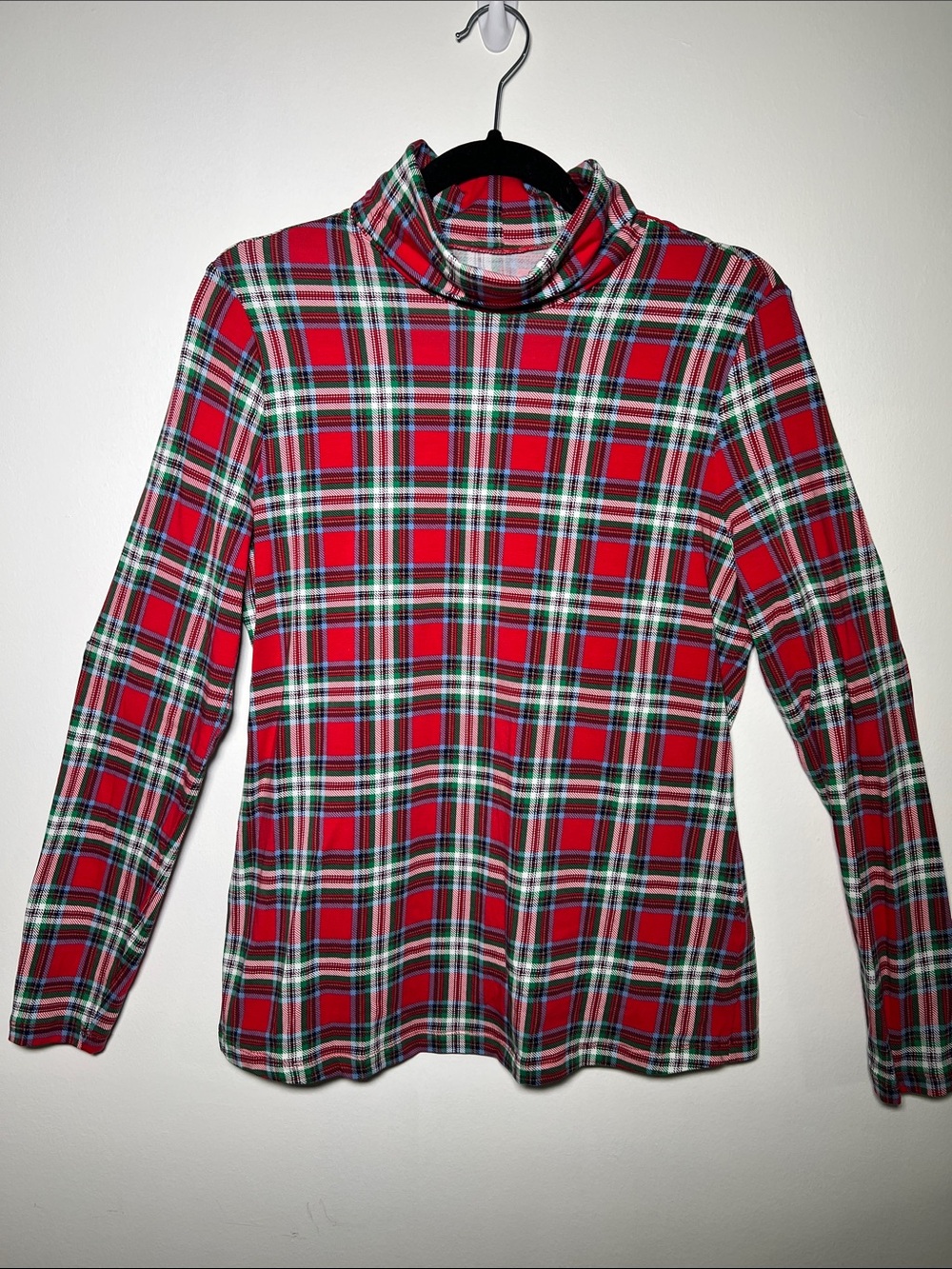 Lands' End Red Plaid Long Sleeve Turtleneck Tee